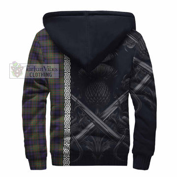 MacLellan (McLellan) Tartan Sherpa Hoodie with Family Crest Cross Sword Thistle Celtic Vibes