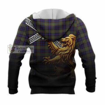 MacLellan (McLellan) Crest Tartan Knitted Hoodie with Golden Lion Emblem Celtic Style - Tartan Vibes Clothing