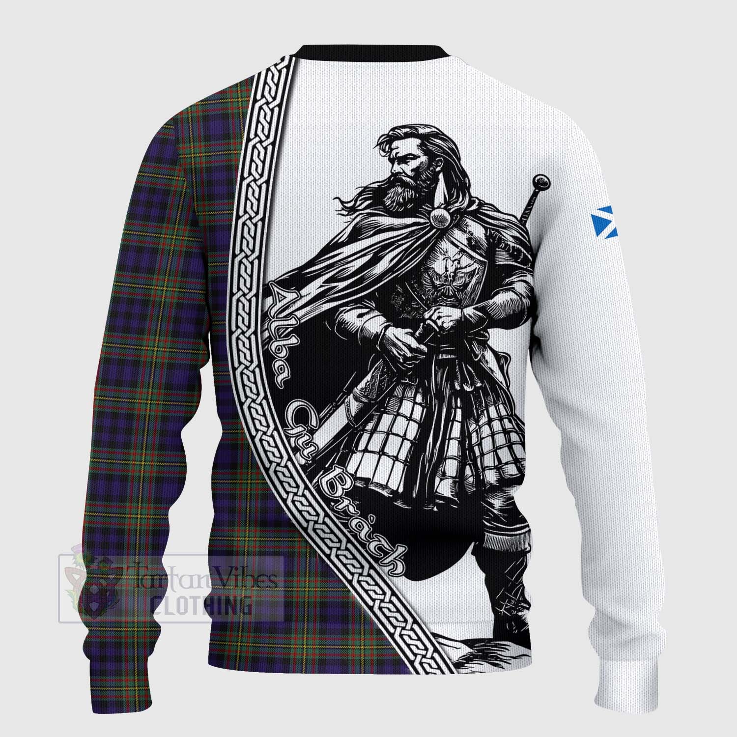 Tartan Vibes Clothing MacLellan (McLellan) Tartan Clan Crest Knitted Sweater with Highlander Warrior Celtic Style