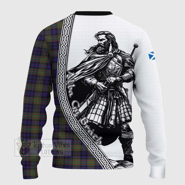 MacLellan (McLellan) Tartan Clan Crest Knitted Sweater with Highlander Warrior Celtic Style