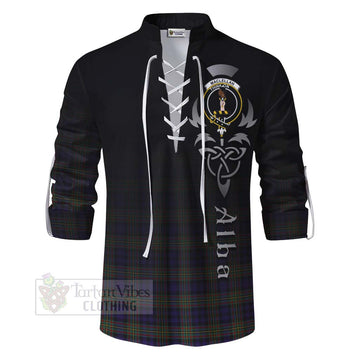 MacLellan (McLellan) Tartan Ghillie Kilt Shirt Featuring Alba Gu Brath Family Crest Celtic Inspired