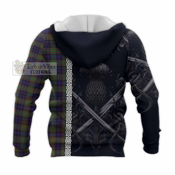 MacLellan (McLellan) Tartan Knitted Hoodie with Family Crest Cross Sword Thistle Celtic Vibes