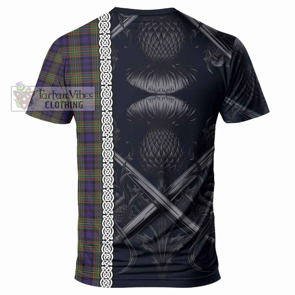 Tartan Vibes Clothing MacLellan (McLellan) Tartan T-Shirt with Family Crest Cross Sword Thistle Celtic Vibes