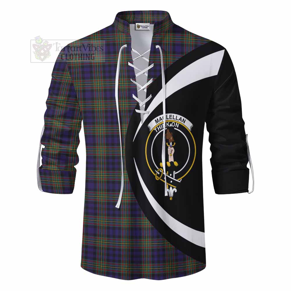 Tartan Vibes Clothing MacLellan (McLellan) Tartan Ghillie Kilt Shirt with Family Crest Circle Style