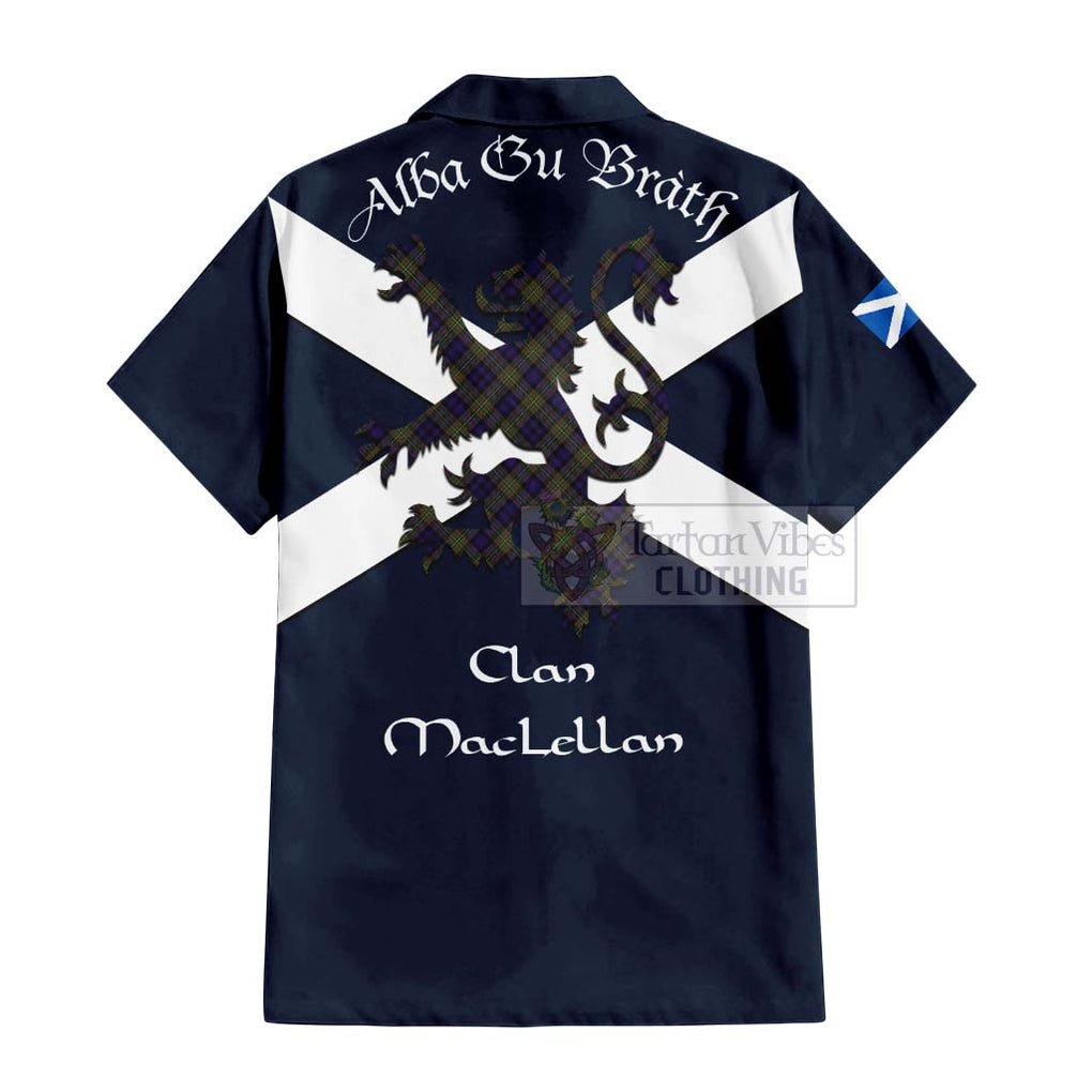 Tartan Vibes Clothing MacLellan (McLellan) Tartan Lion Rampant Short Sleeve Button Shirt – Proudly Display Your Heritage with Alba Gu Brath and Clan Name