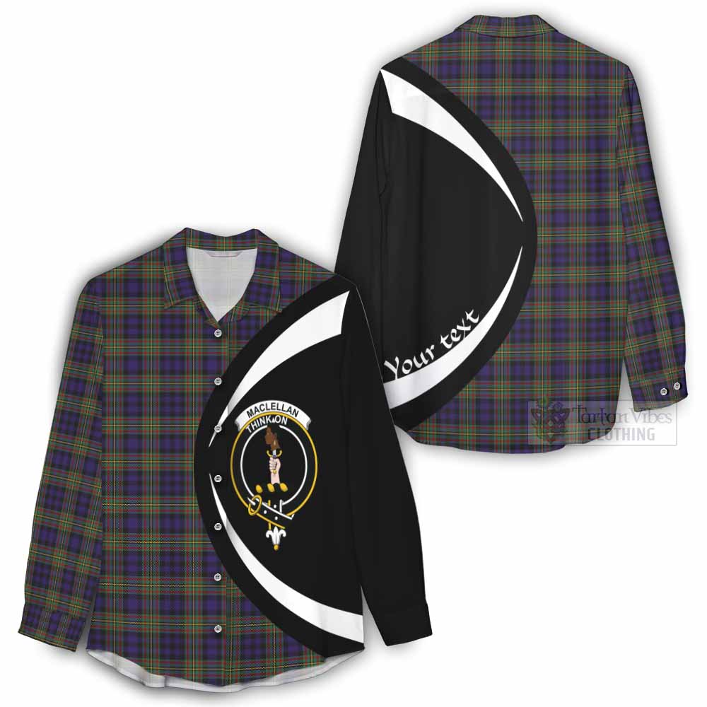 Tartan Vibes Clothing MacLellan (McLellan) Tartan Women's Casual Shirt with Family Crest Circle Style