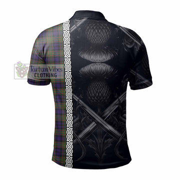 MacLellan (McLellan) Tartan Polo Shirt with Family Crest Cross Sword Thistle Celtic Vibes