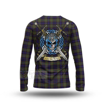 MacLellan (McLellan) Tartan Long Sleeve T-Shirt with Family Crest Celtic Skull Style