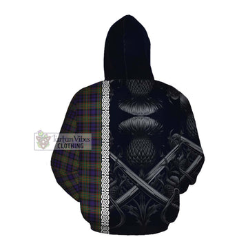 MacLellan (McLellan) Tartan Cotton Hoodie with Family Crest Cross Sword Thistle Celtic Vibes