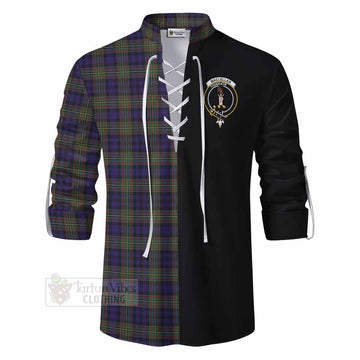 MacLellan (McLellan) Tartan Ghillie Kilt Shirt with Family Crest and Half Of Me Style