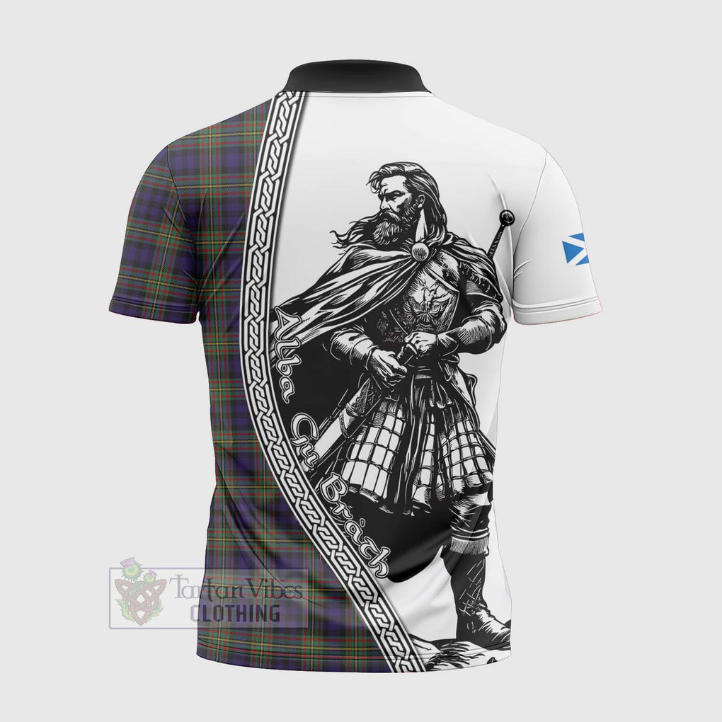 Tartan Vibes Clothing MacLellan (McLellan) Tartan Clan Crest Zipper Polo Shirt with Highlander Warrior Celtic Style