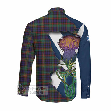 MacLellan (McLellan) Tartan Family Crest Long Sleeve Button Shirt Scottish Thistle Celtic Inspired Men's Shirt - Tartan Vibes Clothing