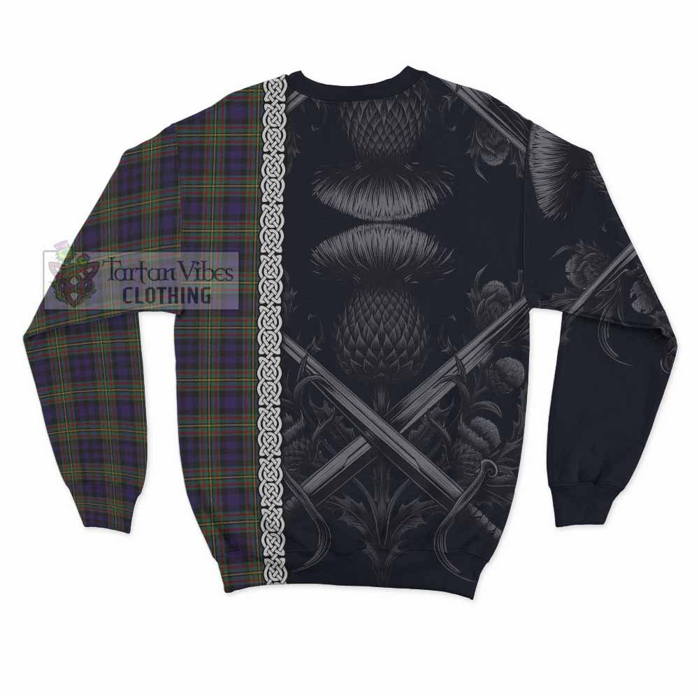 Tartan Vibes Clothing MacLellan (McLellan) Tartan Sweatshirt with Family Crest Cross Sword Thistle Celtic Vibes