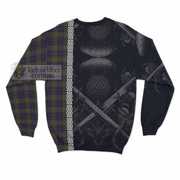 MacLellan (McLellan) Tartan Sweatshirt with Family Crest Cross Sword Thistle Celtic Vibes