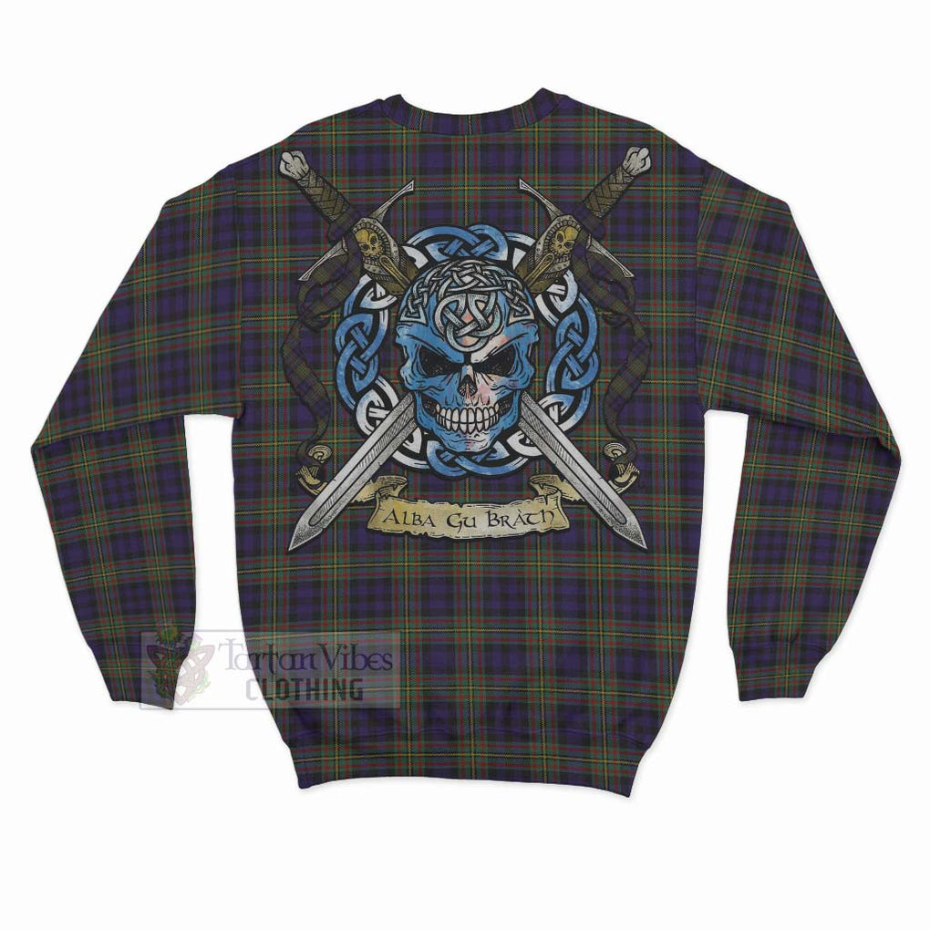 Tartan Vibes Clothing MacLellan (McLellan) Tartan Sweatshirt with Family Crest Celtic Skull Style