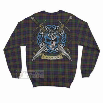 MacLellan (McLellan) Tartan Sweatshirt with Family Crest Celtic Skull Style