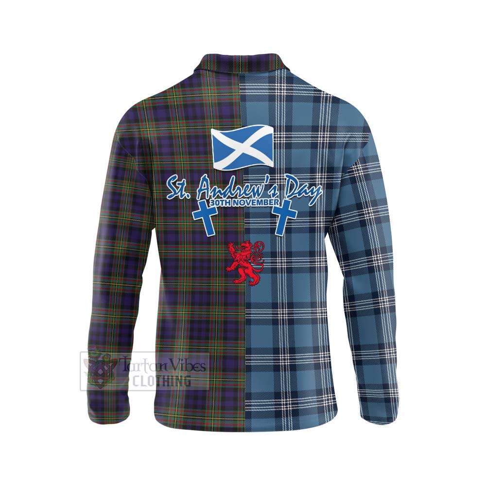 Tartan Vibes Clothing MacLellan (McLellan) Tartan Long Sleeve Polo Shirt Happy St. Andrew's Day Half Tartan Style