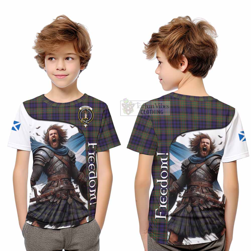 Tartan Vibes Clothing MacLellan (McLellan) Crest Tartan Kid T-Shirt Inspired by the Freedom of Scottish Warrior