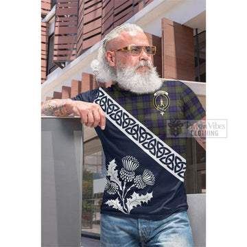 MacLellan (McLellan) Tartan Cotton T-shirt Featuring Thistle and Scotland Map