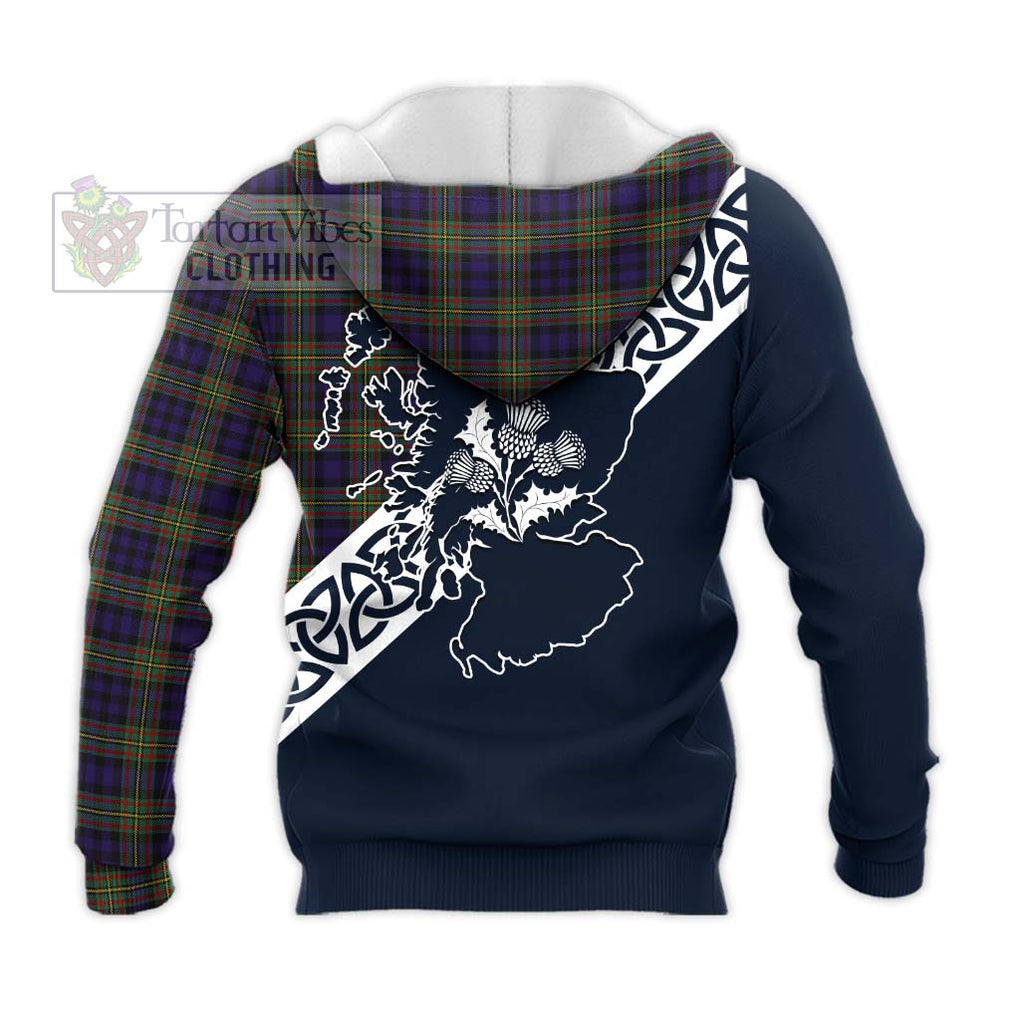 Tartan Vibes Clothing MacLellan (McLellan) Tartan Knitted Hoodie Featuring Thistle and Scotland Map