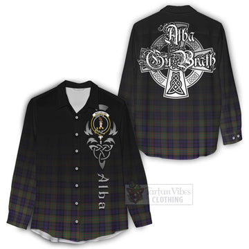 MacLellan (McLellan) Tartan Women's Casual Shirt Featuring Alba Gu Brath Family Crest Celtic Inspired