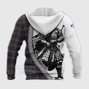 MacLellan (McLellan) Tartan Clan Crest Knitted Hoodie with Highlander Warrior Celtic Style