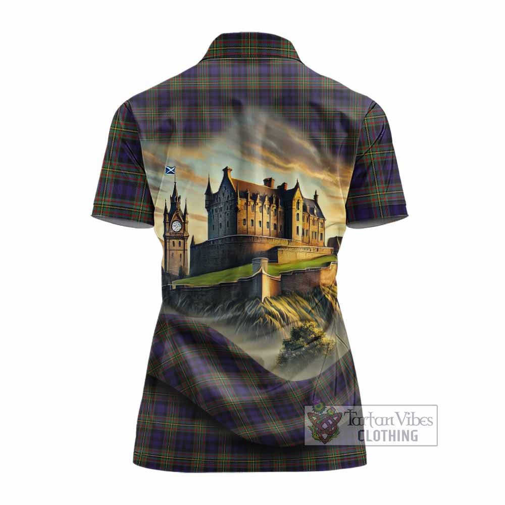 MacLellan (McLellan) Tartan Family Crest Women's Polo Shirt with Scottish Ancient Castle Style - Tartan Vibes Clothing