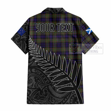 MacLellan (McLellan) Crest Tartan Short Sleeve Button Shirt with New Zealand Silver Fern Half Style