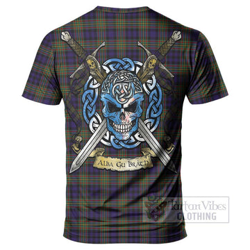 MacLellan (McLellan) Tartan T-Shirt with Family Crest Celtic Skull Style