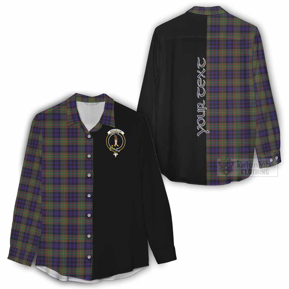 Tartan Vibes Clothing MacLellan (McLellan) Tartan Women's Casual Shirt with Family Crest and Half Of Me Style