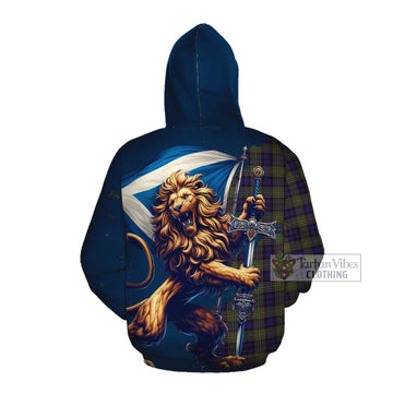 MacLellan (McLellan) Tartan Family Crest Cotton Hoodie with Scottish Majestic Lion