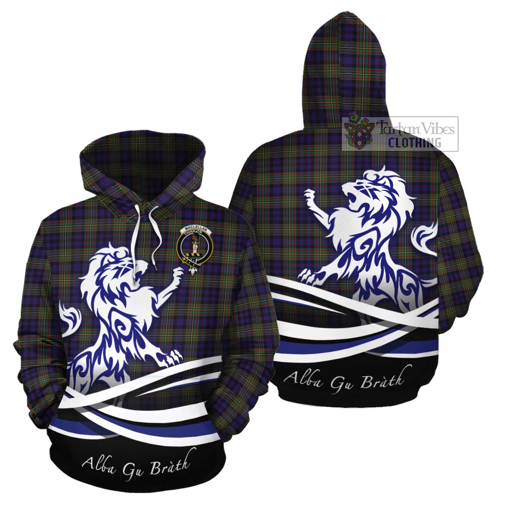 Tartan Vibes Clothing MacLellan (McLellan) Tartan Cotton Hoodie with Alba Gu Brath Regal Lion Emblem