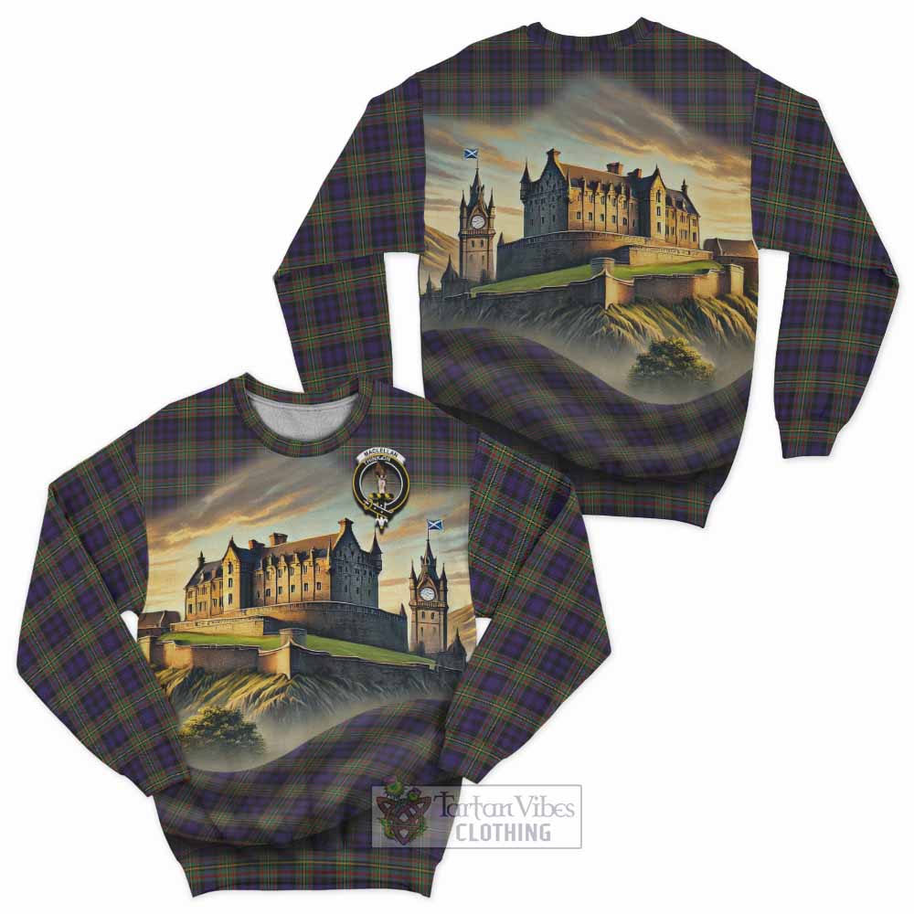 MacLellan (McLellan) Tartan Family Crest Sweatshirt with Scottish Ancient Castle Style - Tartan Vibes Clothing