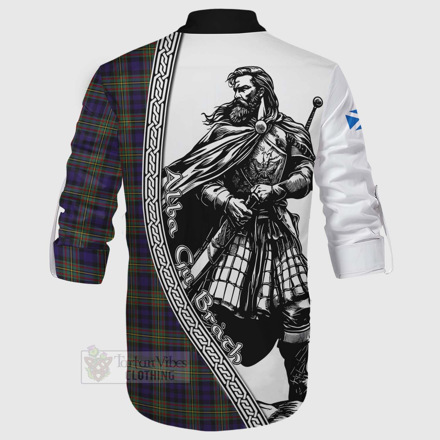 Tartan Vibes Clothing MacLellan (McLellan) Tartan Clan Crest Ghillie Kilt Shirt with Highlander Warrior Celtic Style