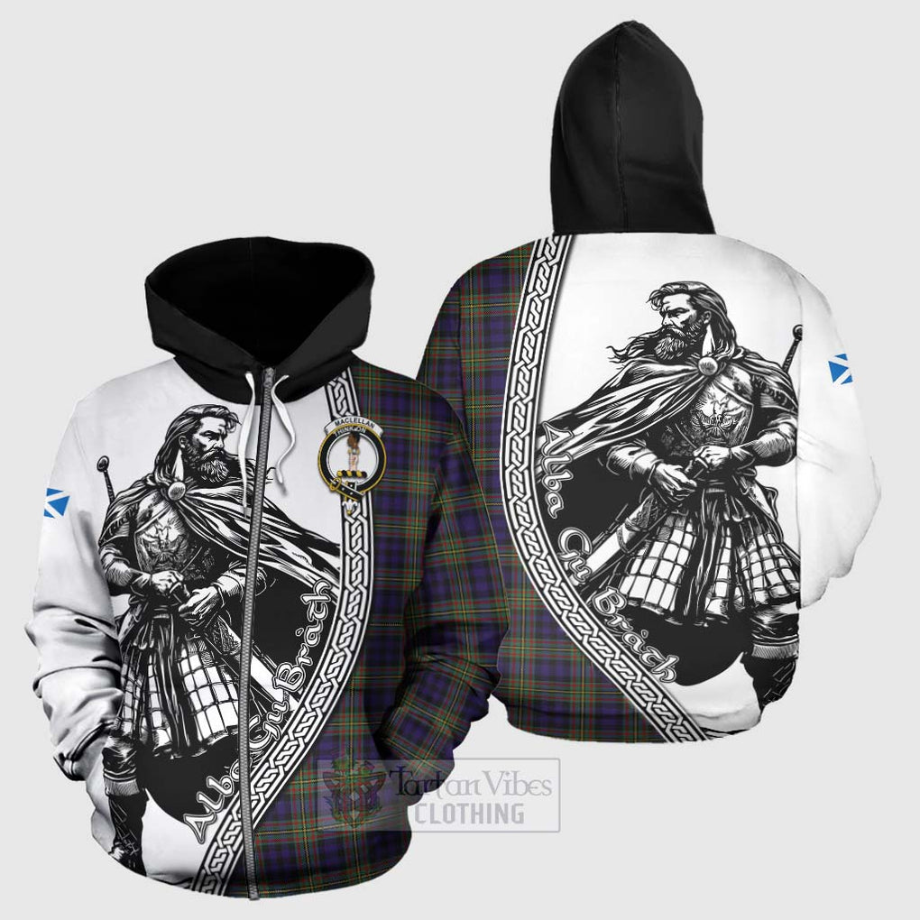 Tartan Vibes Clothing MacLellan (McLellan) Tartan Clan Crest Hoodie with Highlander Warrior Celtic Style