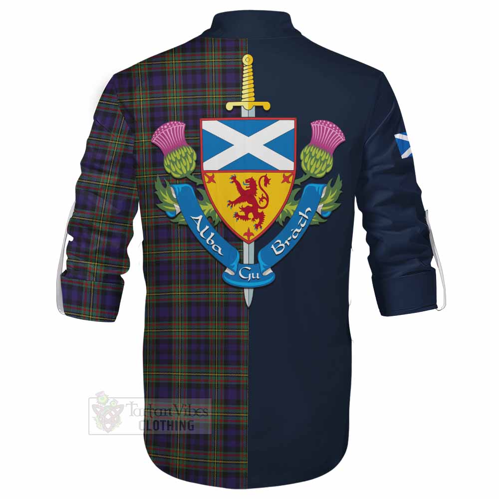 MacLellan (McLellan) Tartan Ghillie Kilt Shirt Alba with Scottish Lion Royal Arm Half Style