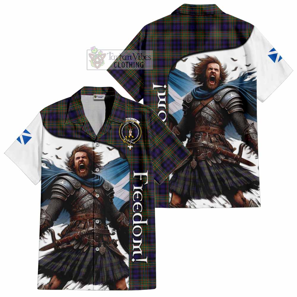 Tartan Vibes Clothing MacLellan (McLellan) Crest Tartan Short Sleeve Button Shirt Inspired by the Freedom of Scottish Warrior