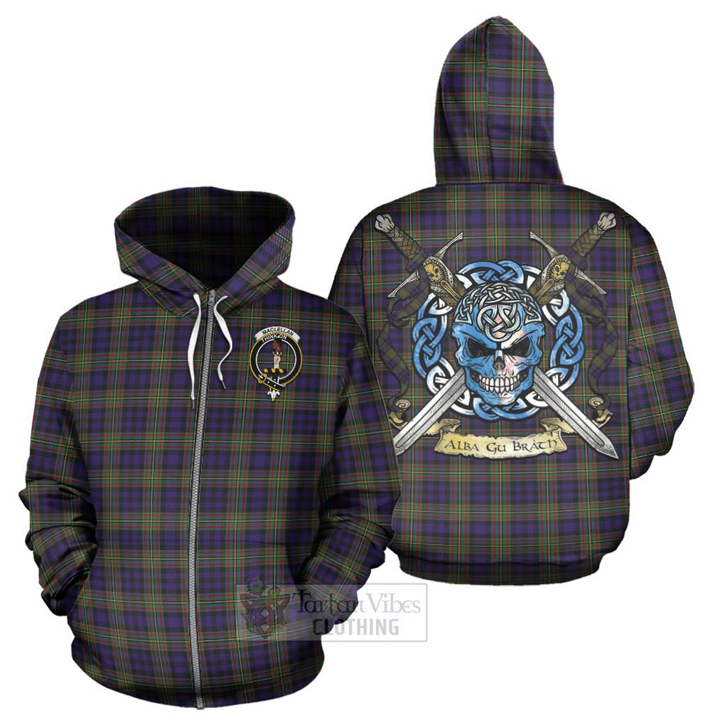 Tartan Vibes Clothing MacLellan (McLellan) Tartan Hoodie with Family Crest Celtic Skull Style