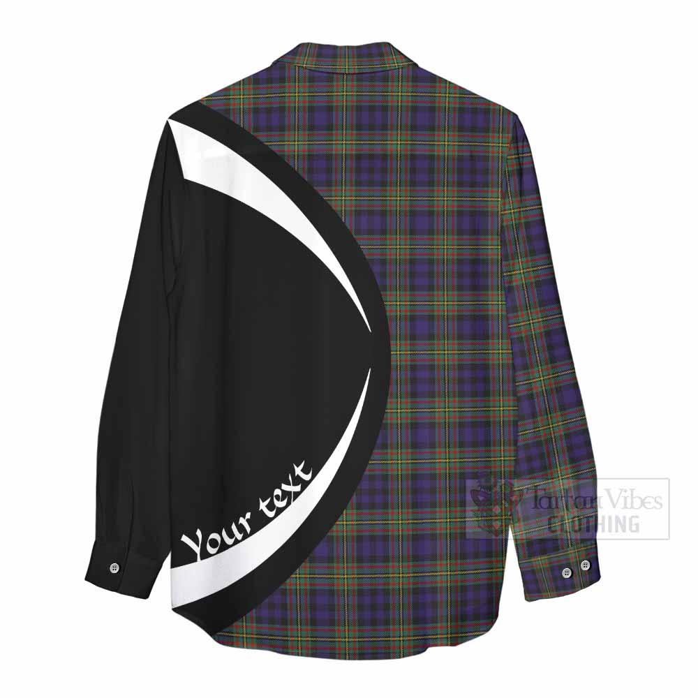 Tartan Vibes Clothing MacLellan (McLellan) Tartan Women's Casual Shirt with Family Crest Circle Style