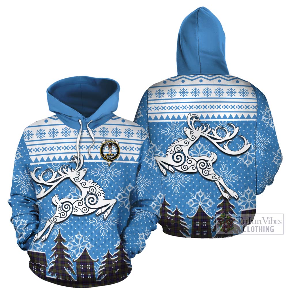 Tartan Vibes Clothing MacLellan (McLellan) Clan Christmas Cotton Hoodie Celtic Reindeer Style