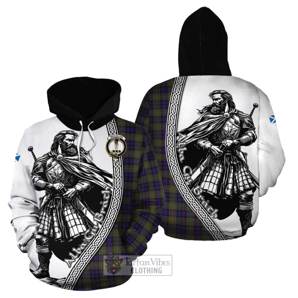 Tartan Vibes Clothing MacLellan (McLellan) Tartan Clan Crest Cotton Hoodie with Highlander Warrior Celtic Style