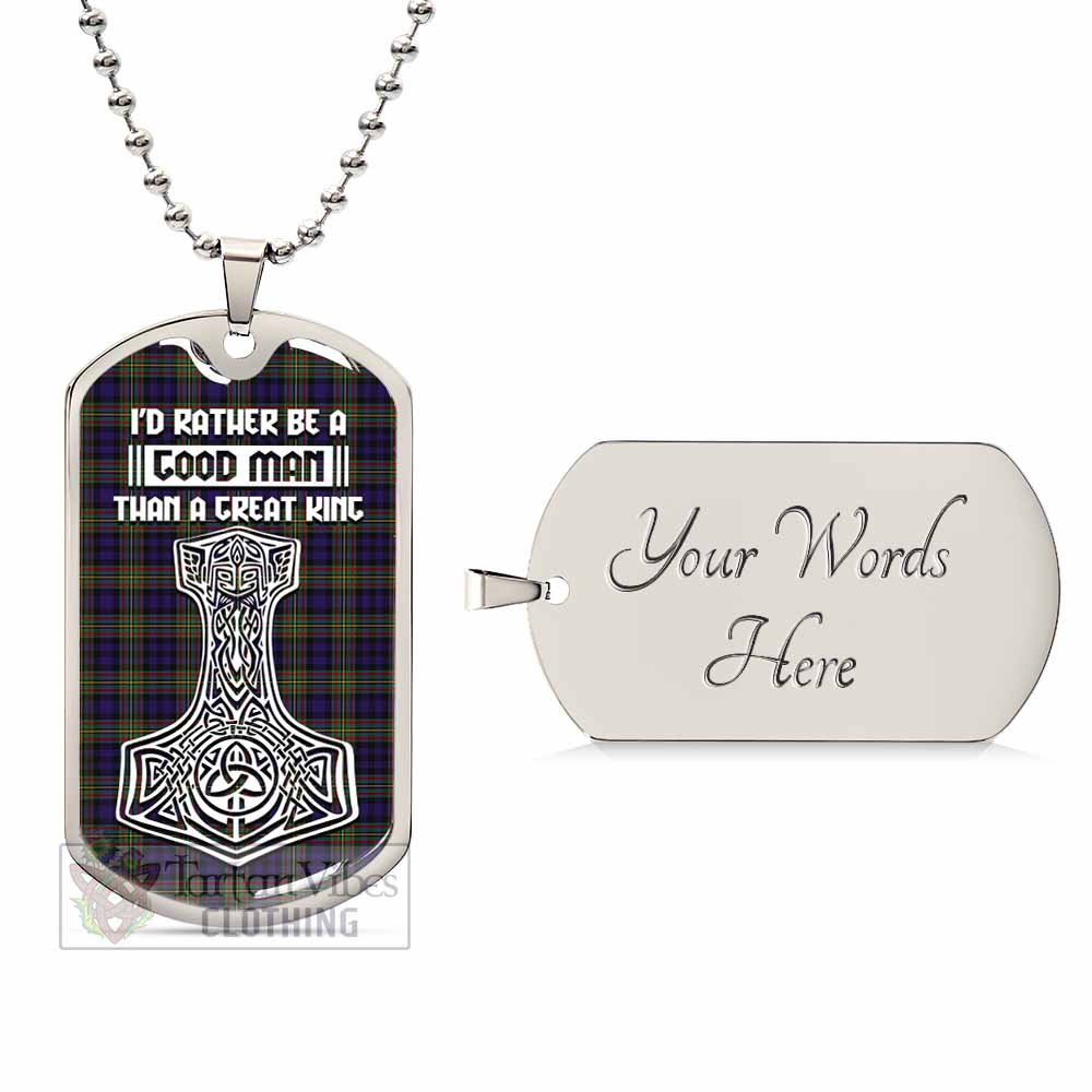 Tartan Vibes Clothing MacLellan (McLellan) Tartan Dog Tag Necklace Viking Mjolnir Style