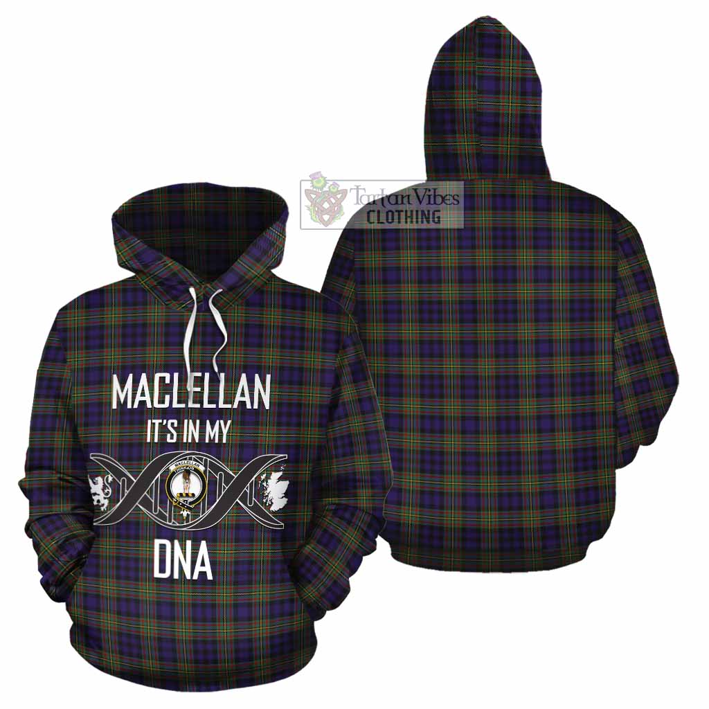 Tartan Vibes Clothing MacLellan (McLellan) Tartan Cotton Hoodie with Family Crest DNA In Me Style