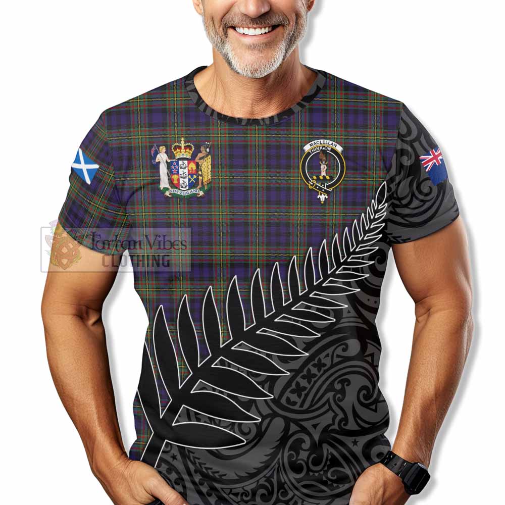 Tartan Vibes Clothing MacLellan (McLellan) Crest Tartan T-Shirt with New Zealand Silver Fern Half Style