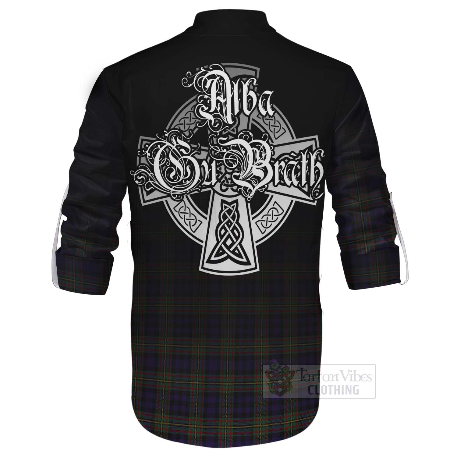 Tartan Vibes Clothing MacLellan (McLellan) Tartan Ghillie Kilt Shirt Featuring Alba Gu Brath Family Crest Celtic Inspired