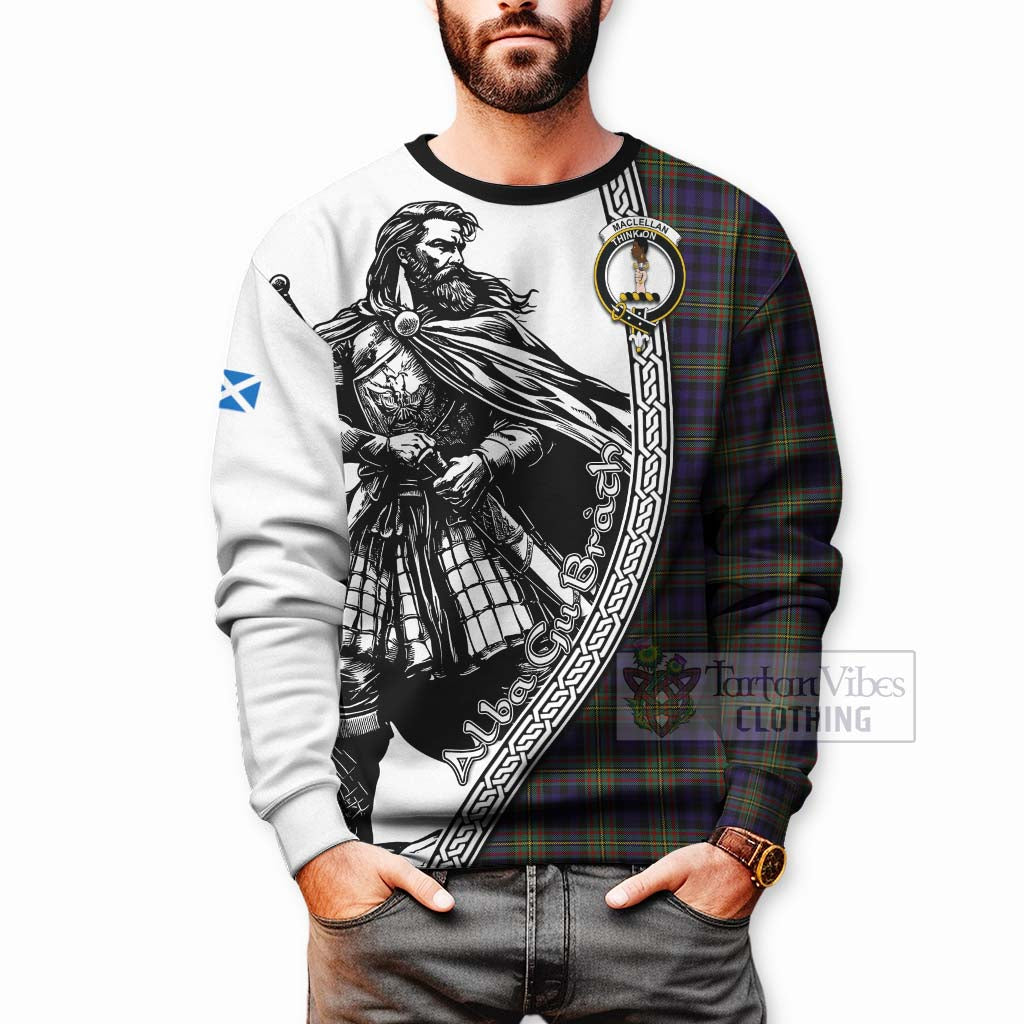 Tartan Vibes Clothing MacLellan (McLellan) Tartan Clan Crest Sweatshirt with Highlander Warrior Celtic Style