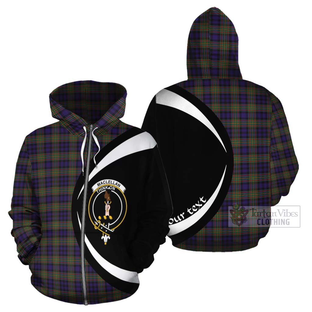 Tartan Vibes Clothing MacLellan (McLellan) Tartan Cotton Hoodie with Family Crest Circle Style