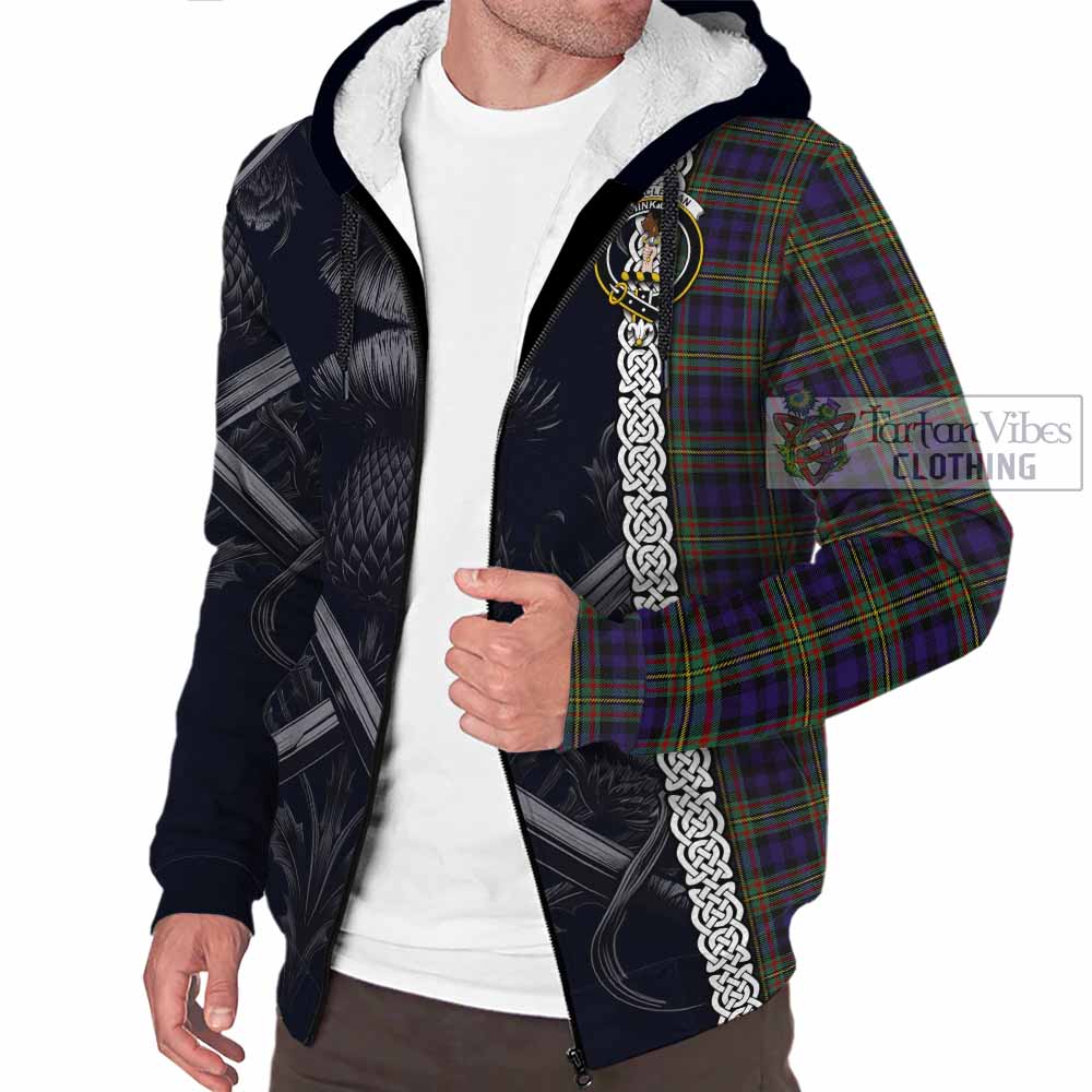 MacLellan (McLellan) Tartan Sherpa Hoodie with Family Crest Cross Sword Thistle Celtic Vibes - Tartan Vibes Clothing