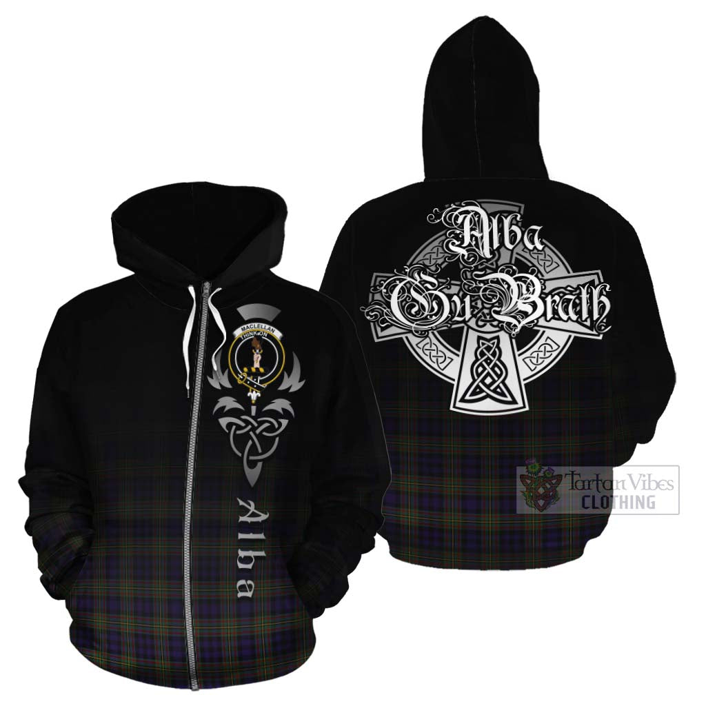 Tartan Vibes Clothing MacLellan (McLellan) Tartan Cotton Hoodie Featuring Alba Gu Brath Family Crest Celtic Inspired