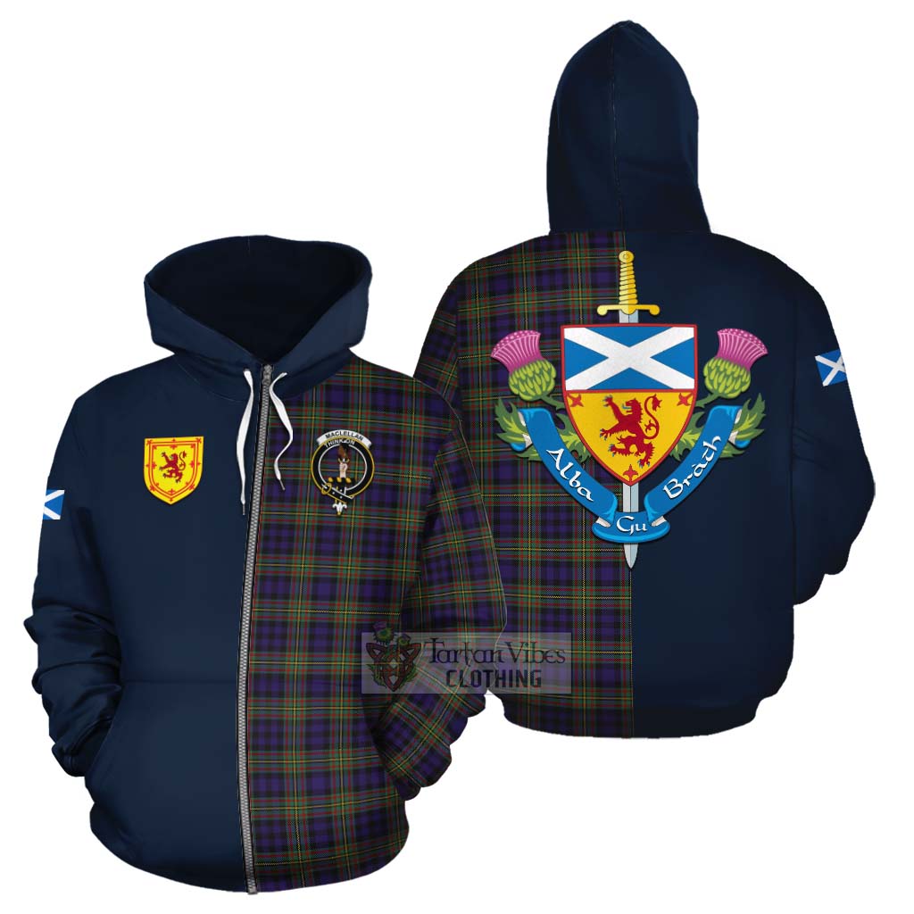 Tartan Vibes Clothing MacLellan (McLellan) Tartan Cotton Hoodie Alba with Scottish Lion Royal Arm Half Style